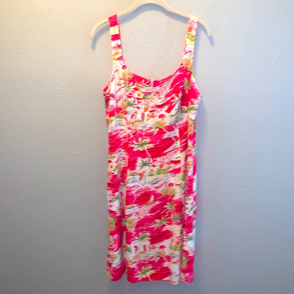 🩷Resort/Vacation cabi Tropical Pink and White Mini Dress